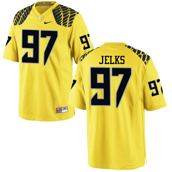Men #97 Jalen Jelks Oregon Ducks College Football Jerseys-Yellow